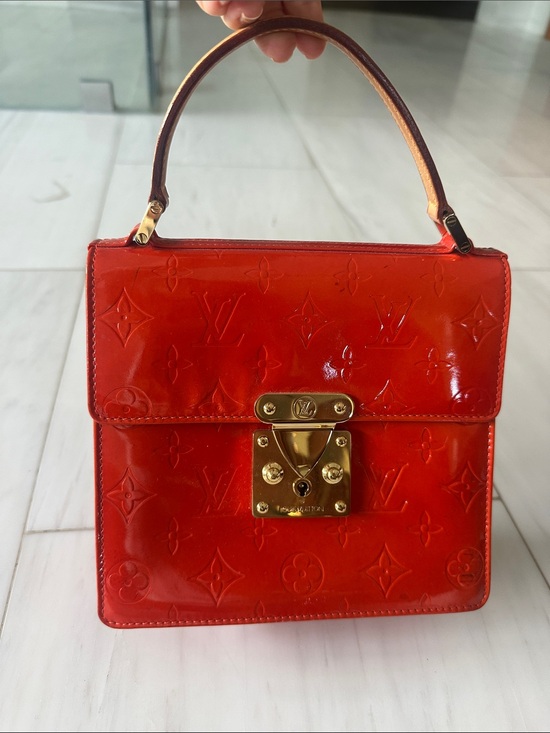 Louis Vuitton Handbags - Louis Vuitton Orange-Red Spring Street Vernis Monogram Top Handle Satchel